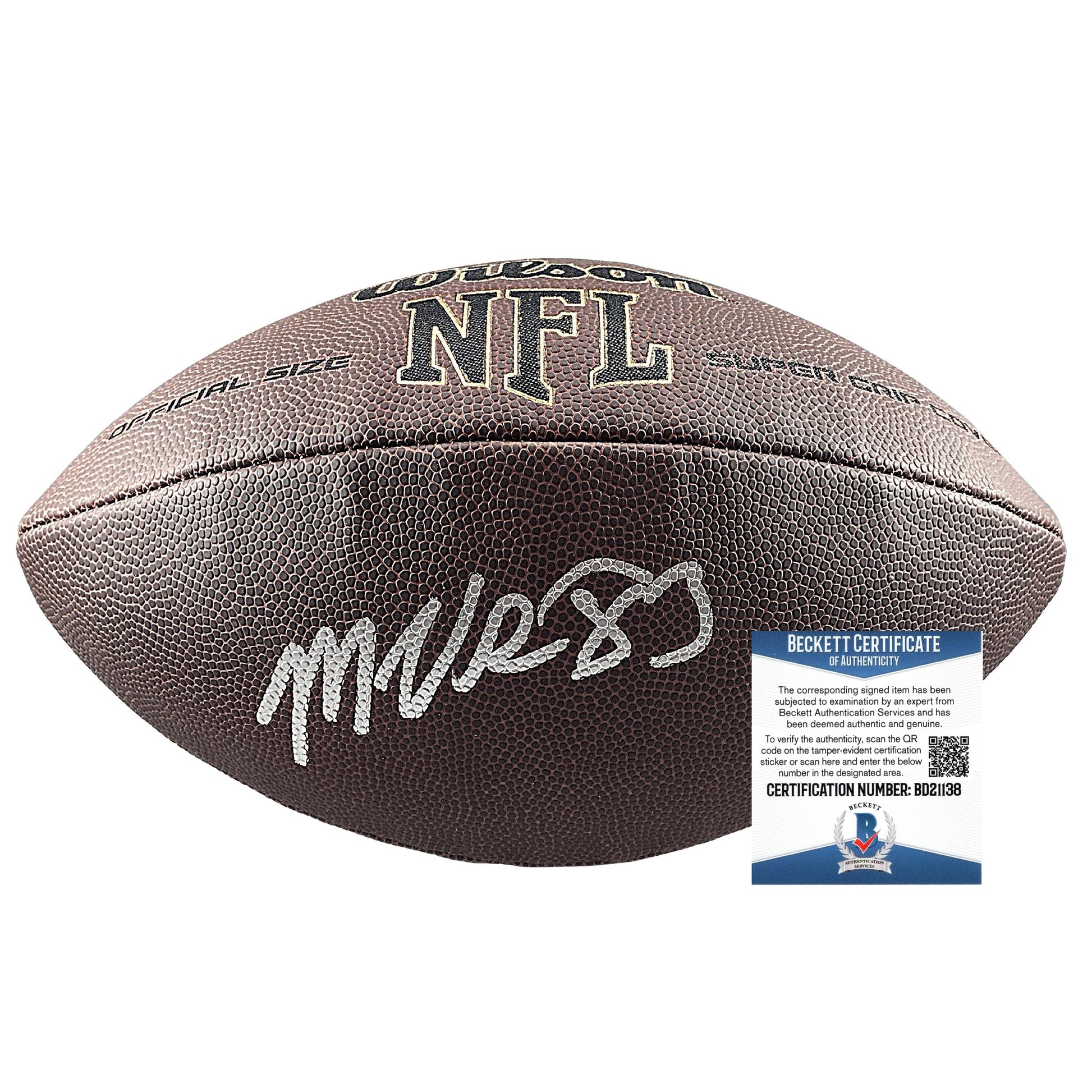 Footballs- Autographed- Marquez Valdes-Scantling Signed NFL Wilson Super Grip Football Kansas City Chiefs Beckett BAS Authentication BD21138 with COA