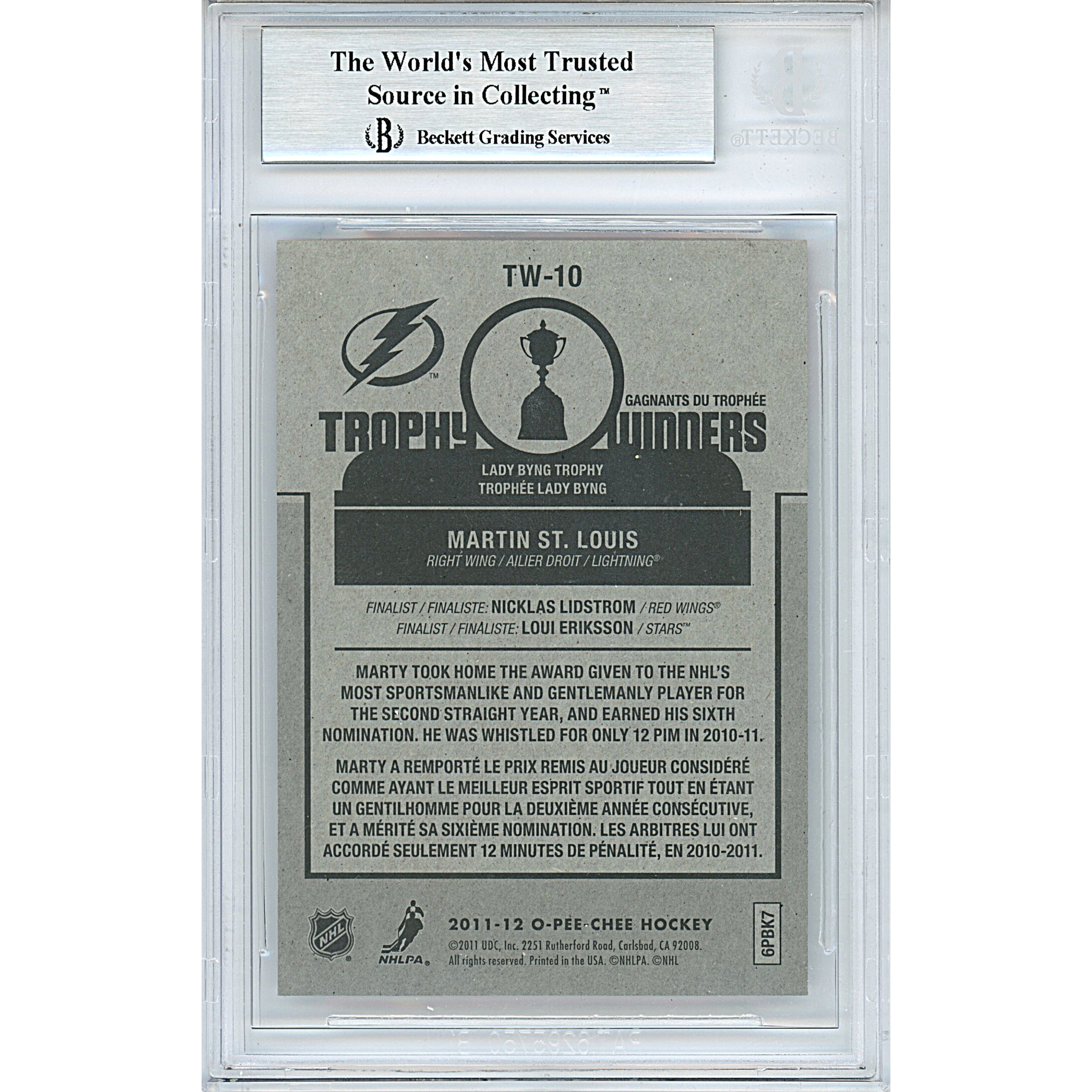 Martin St Louis Signed Tampa Trading Card Beckett BAS