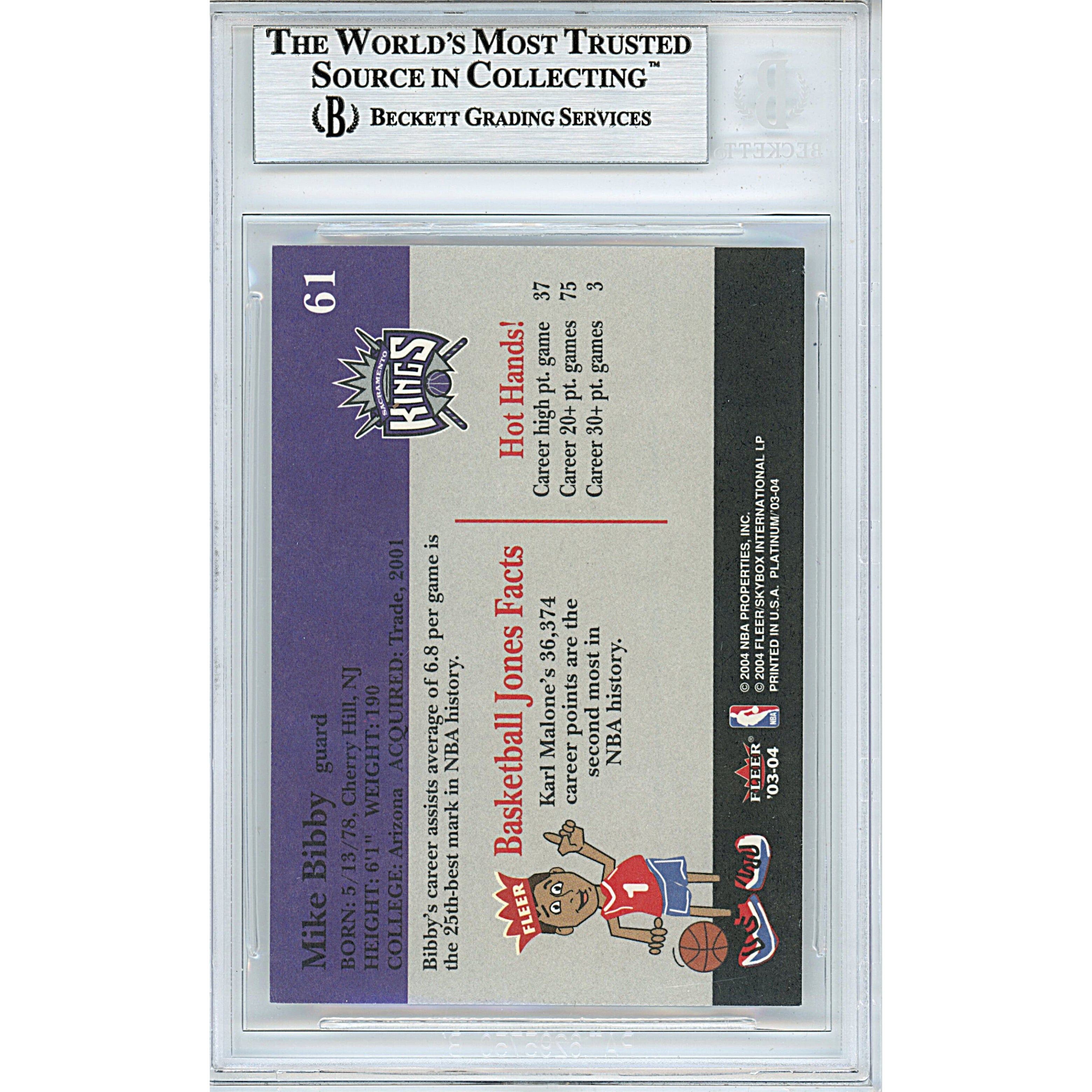 Mike Bibby Signed Sacramento Kings Autograph Trading Card Beckett BGS