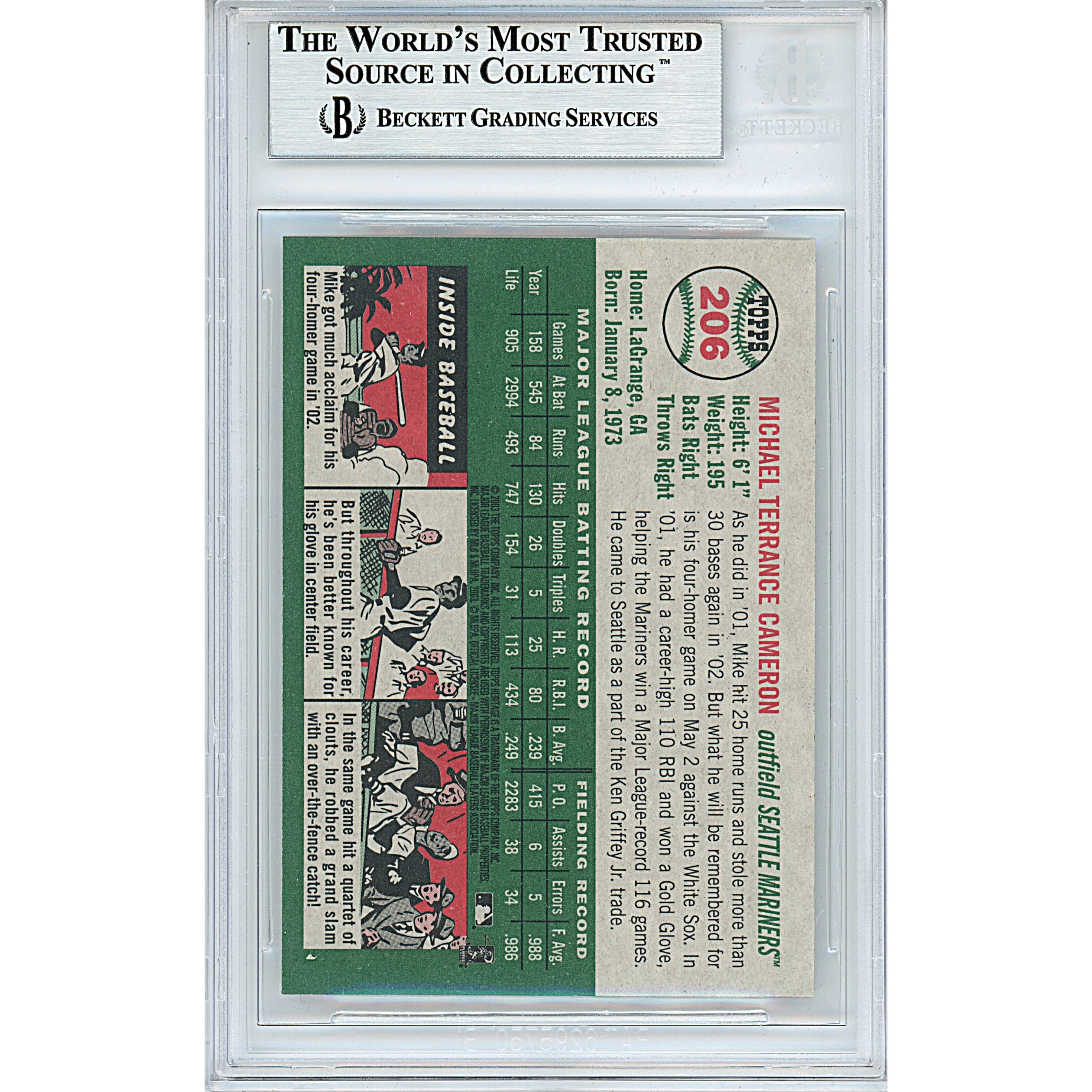 Mike Cameron Signed Seattle Mariners Autograph Trading Card Beckett BGS
