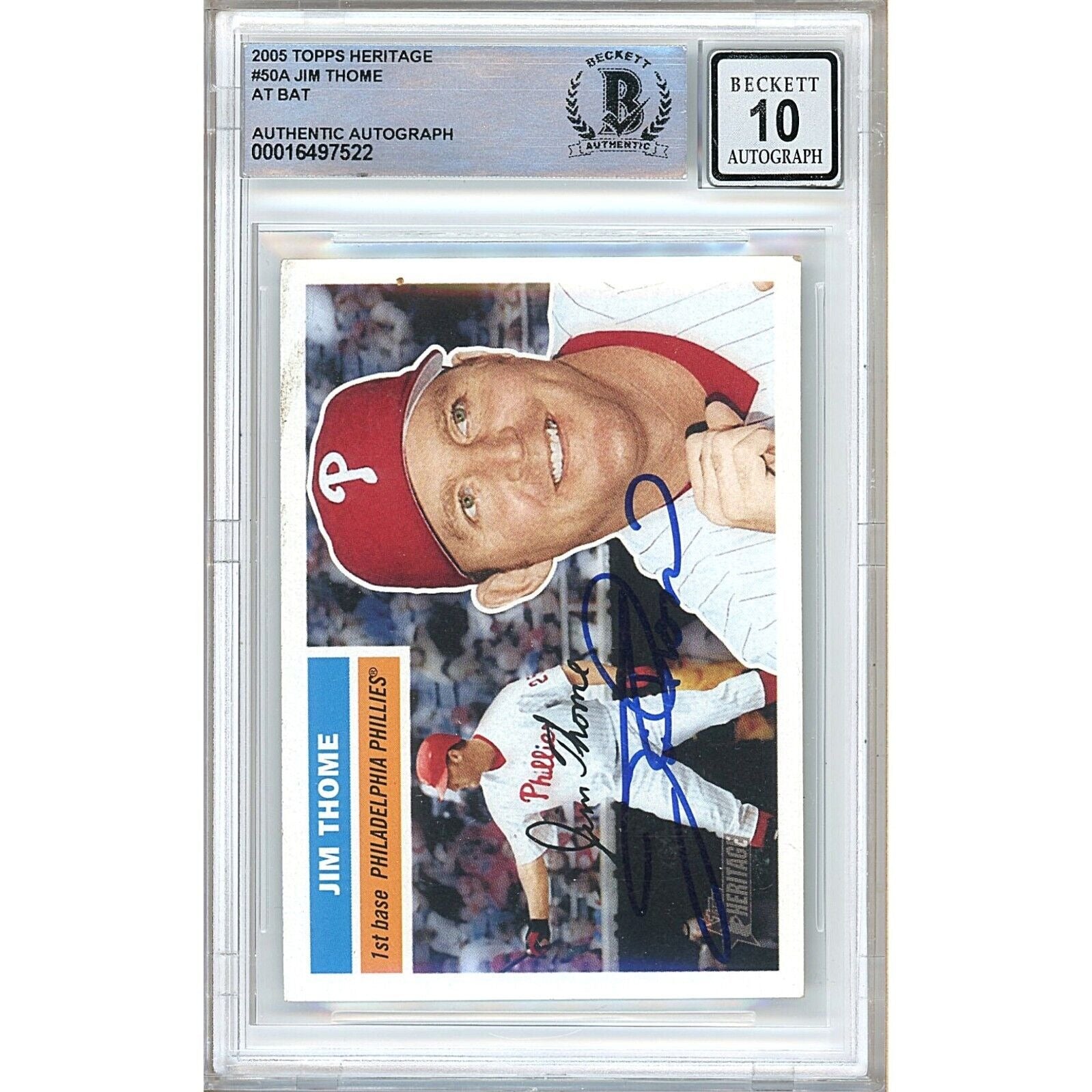 Jim Thome Philadelphia Phillies Autographed Signed Trading Card Beckett BGS