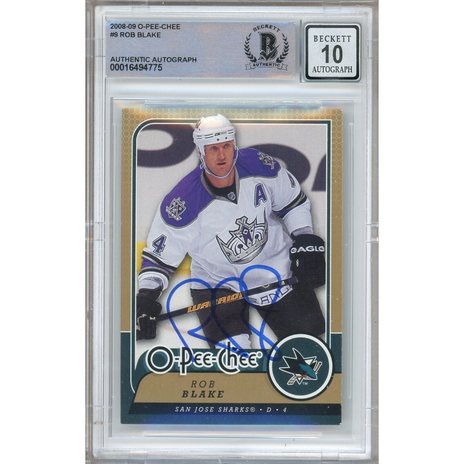 Rob Blake Los Angeles Kings autographed trading card – full view – Beckett COA