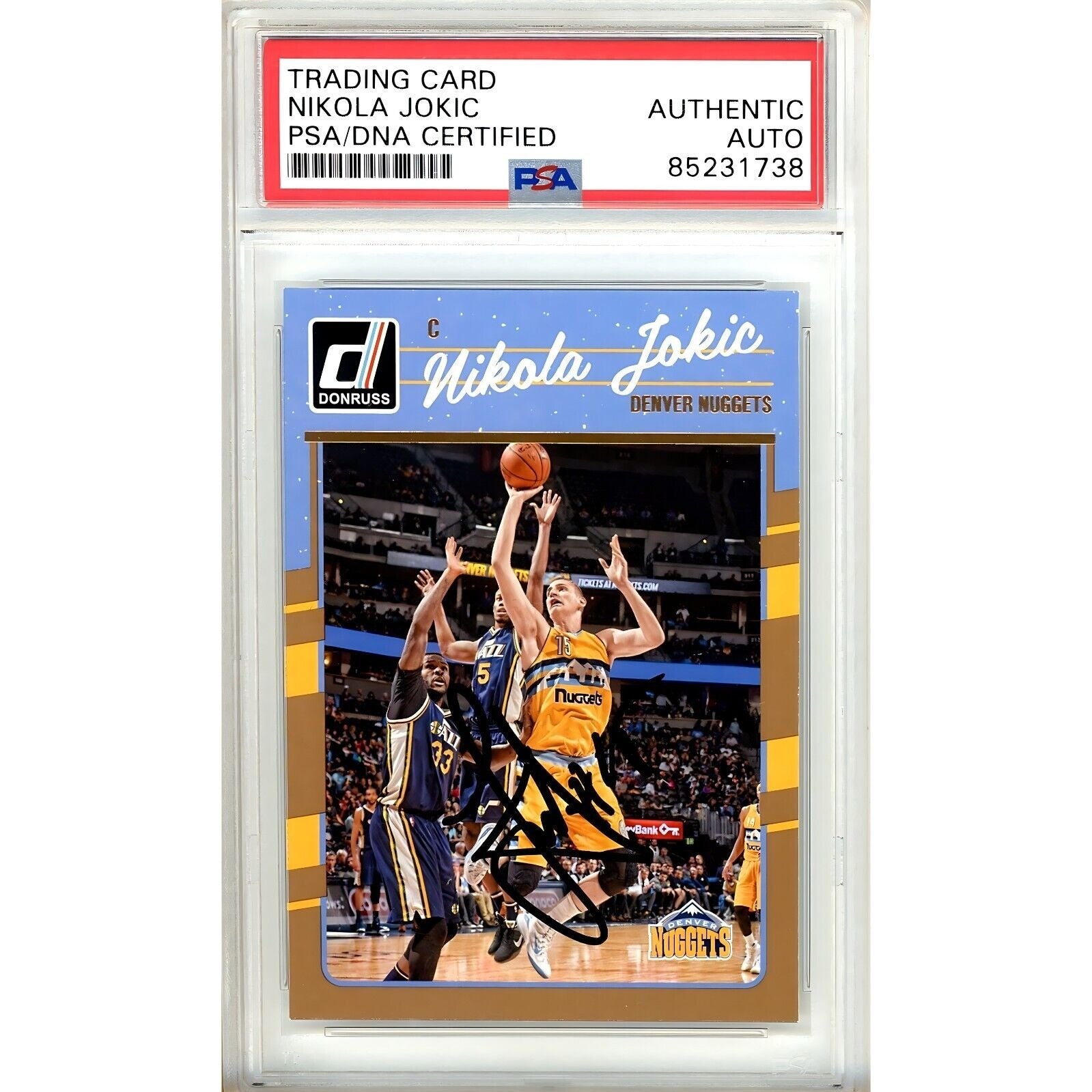 Nikola Jokic Denver Nuggets autographed trading card – full view – PSA/DNA COA