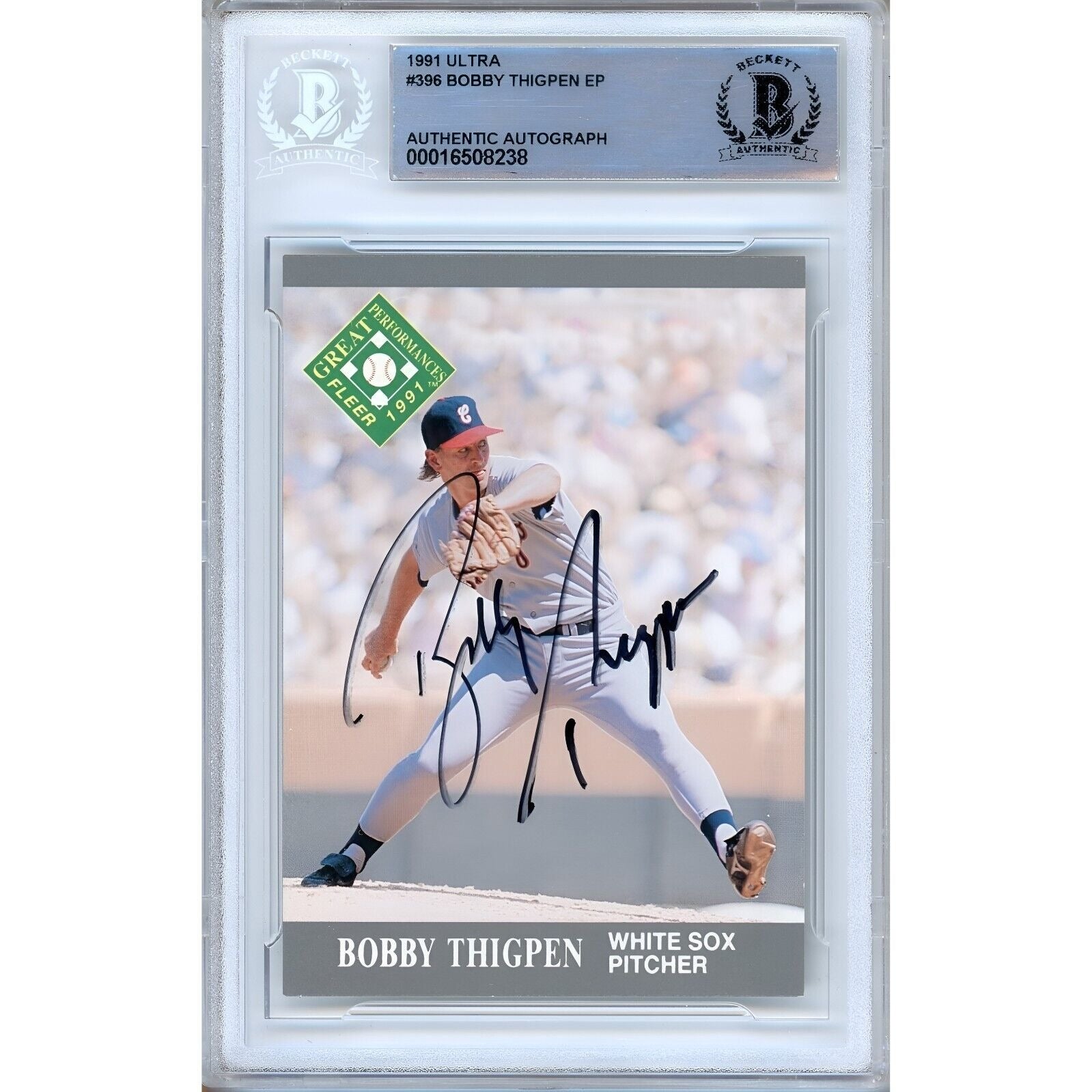 1991 Fleer #396 Bobby Thigpen White Sox Autographed Trading Card – Beckett BAS