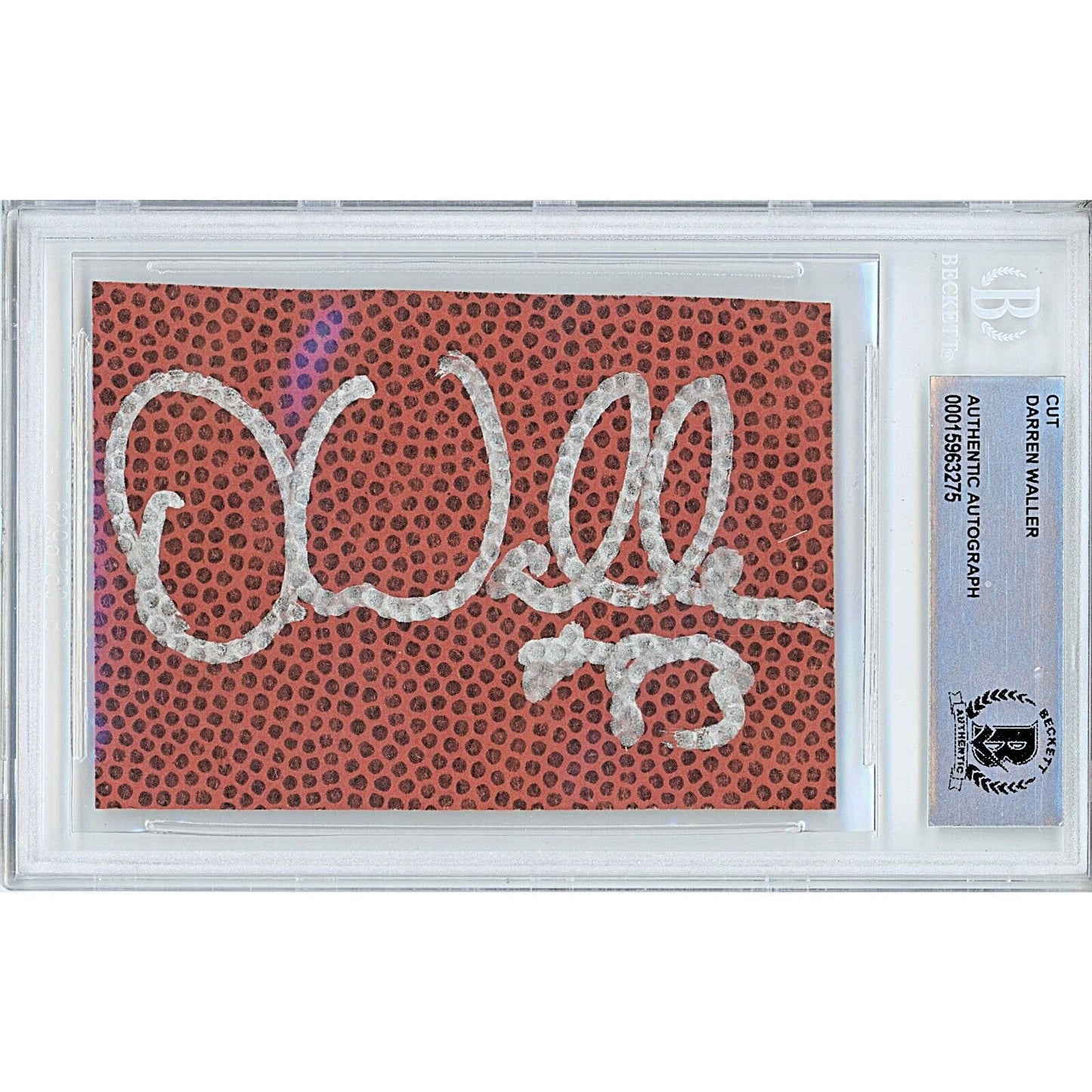 Footballs- Autographed- Darren Waller Signed Football Cut Beckett Authentic Auto Slab, Las Vegas Raiders, New York Giants, Front