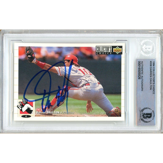 Baseballs- Autographed- Darren Daulton Philadelphia Phillies Signed 1994 Upper Deck Collectors Choice Baseball Card Beckett Authentic Auto Slab Front