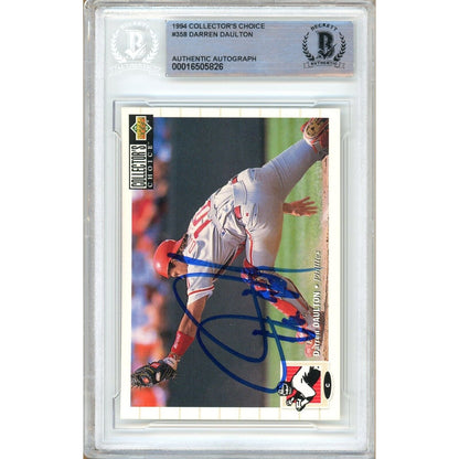 Baseballs- Autographed- Darren Daulton Philadelphia Phillies Signed 1994 Upper Deck Collectors Choice Baseball Card Beckett Authenticated Auto Slab Front