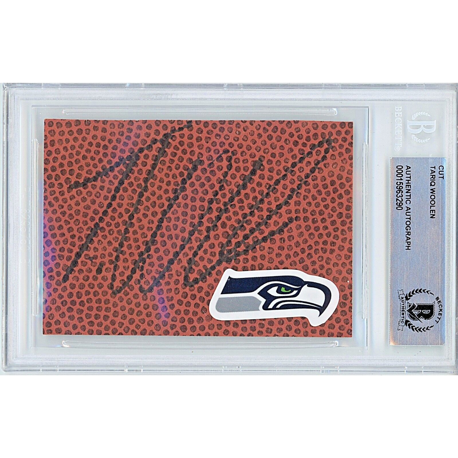 Tariq Woolen autographed trading card – full view – Beckett COA