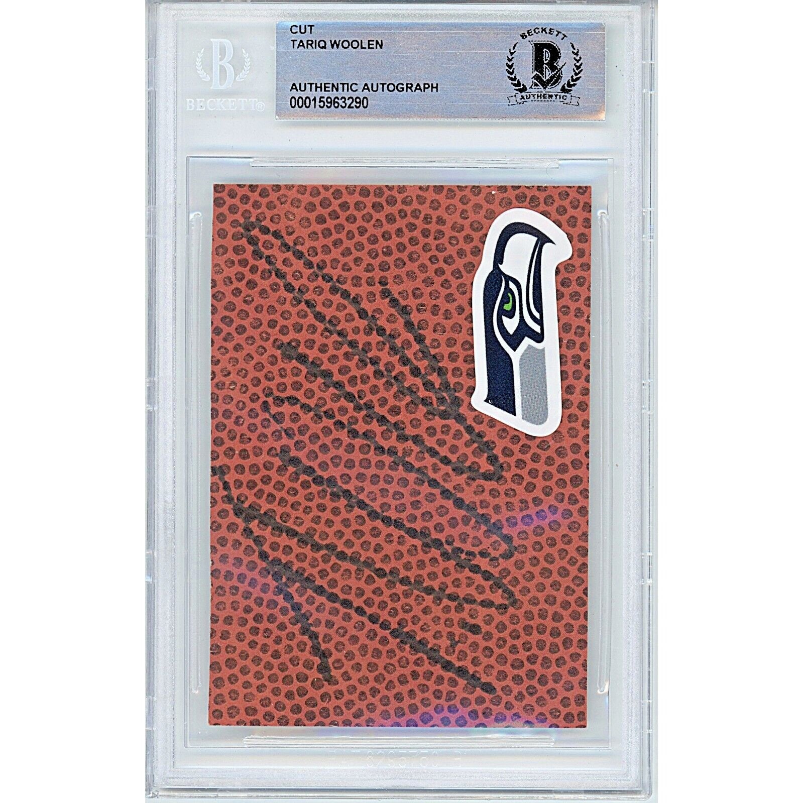 Tariq Woolen signed trading card – signature close-up – Beckett COA