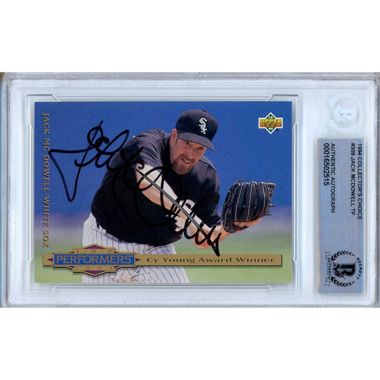 Baseballs- Autographed- Jack McDowell Chicago White Sox Signed 1994 Collectors Choice Baseball Card Beckett Authentic Auto Slab Front