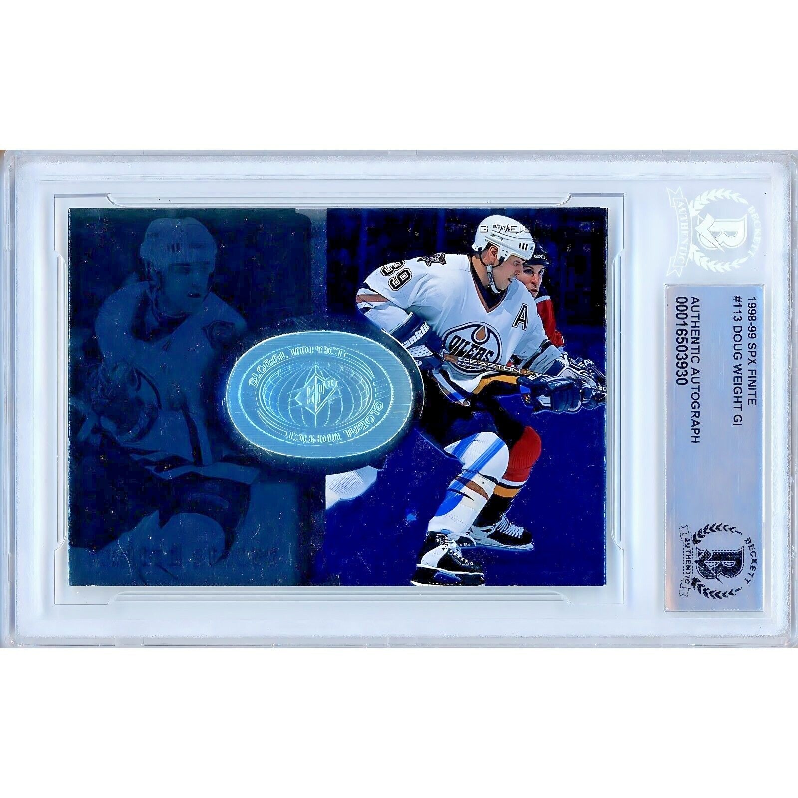 1998 SPx Doug Weight Edmonton Oilers Autographed Trading Card – Beckett BAS
