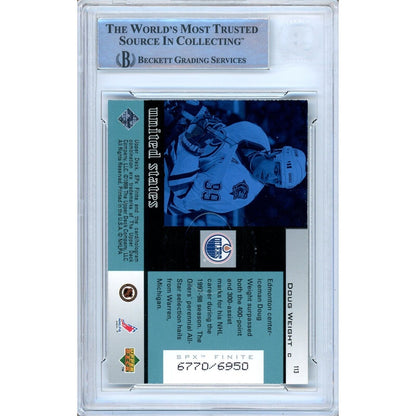 Hockey- Autographed- Doug Weight Edmonton Oilers Signed 1998-98 SPX Finite Hockey Card Beckett Authenticated Auto Slab Back