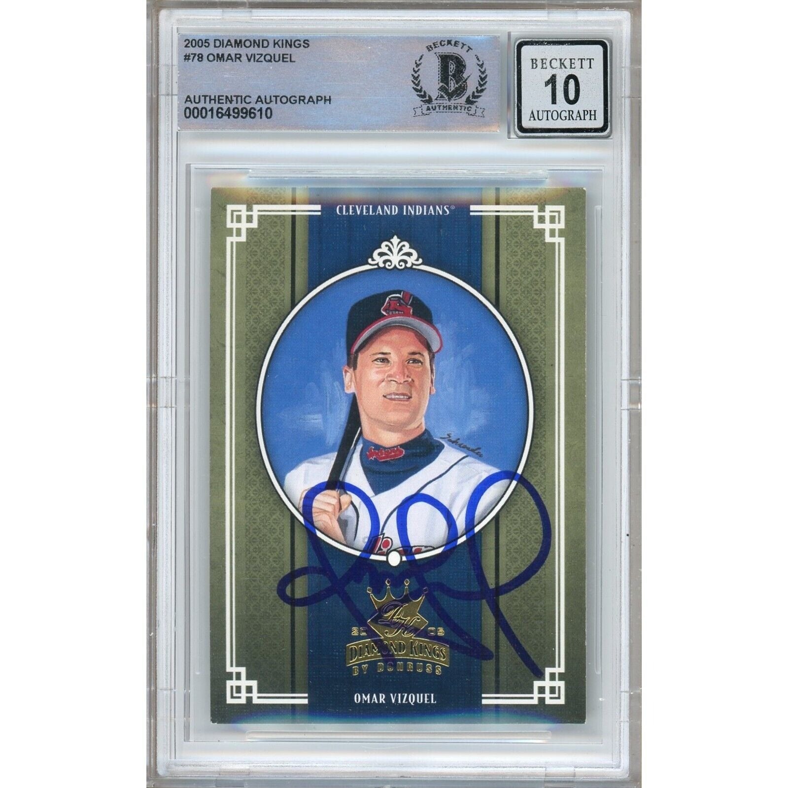 Omar Vizquel Cleveland Indians autographed trading card – full view – Beckett COA