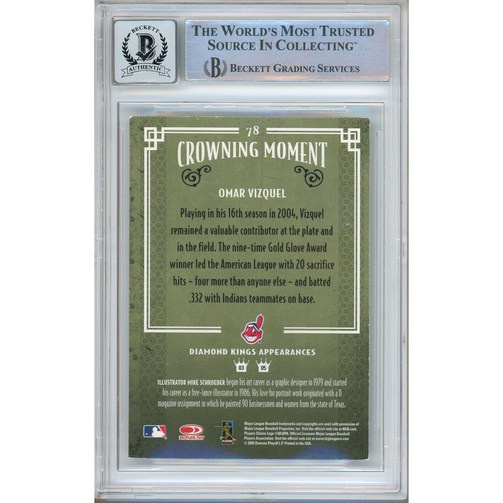 Omar Vizquel Cleveland Indians Signed Trading Card Beckett BGS