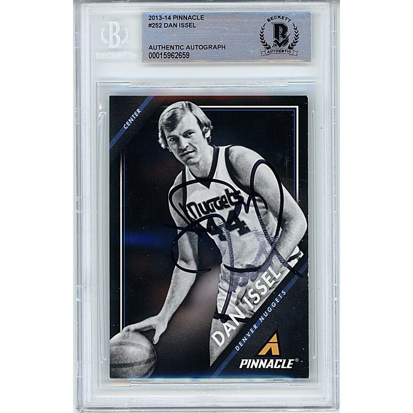 Basketballs- Autographed- Dan Issel Denver Nuggets Signed 2013-14 Pinnacle Basketball Card Beckett Authentic Auto Slab Front