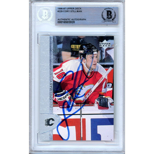 Hockey- Autographed- Cory Stillman Calgary Flames Signed 1996-97 Upper Deck Hockey Card Beckett Authentic Auto Slab Front