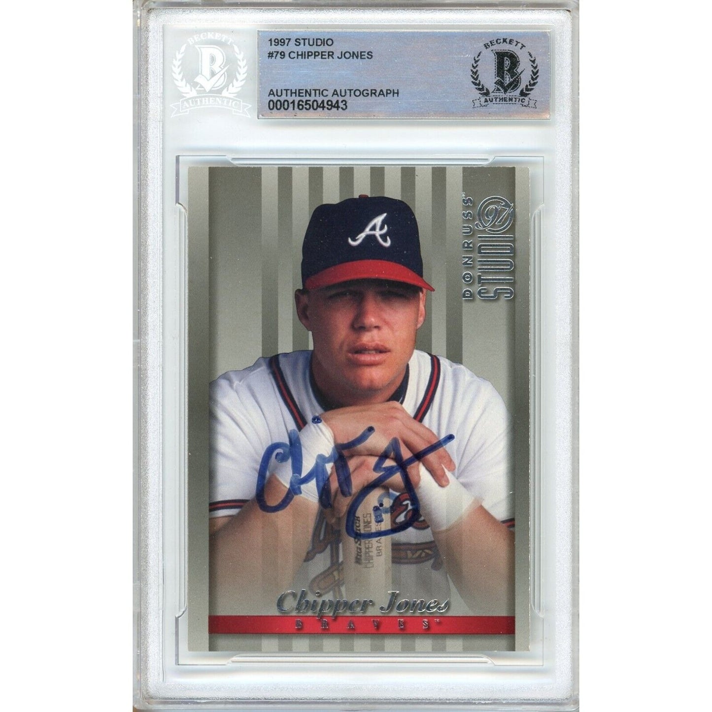 Chipper Jones Atlanta Braves Signed 1997 Studio Baseball Card BAS Auth Auto Slab