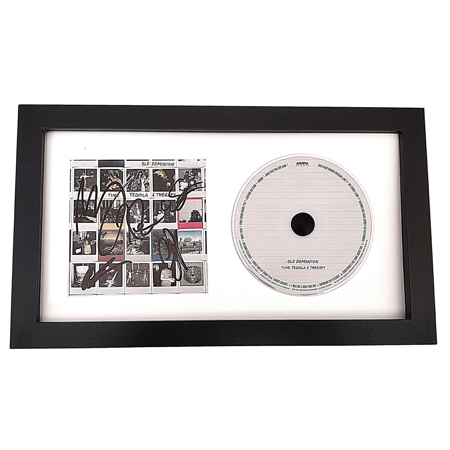 Music- Autographed- Old Dominion Signed Time, Tequila and Therapy CD Cover Framed and Matted with Compact Disc - Beckett BAS Authenticated AB62889