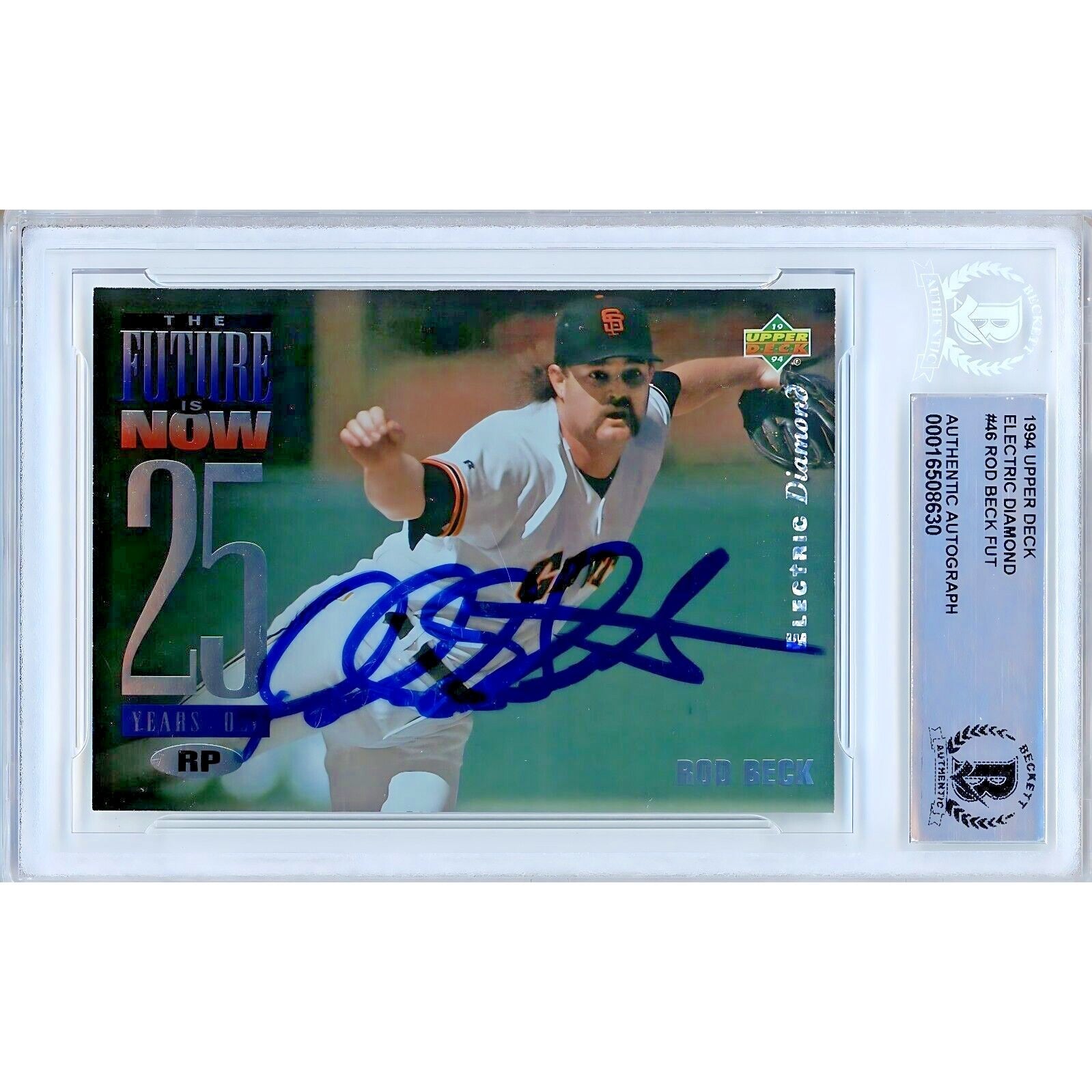 Baseballs- Autographed- Rod Beck San Francisco Giants Signed 1994 Upper Deck Electric Diamond Trading Card Beckett Authentic Auto Slab Front