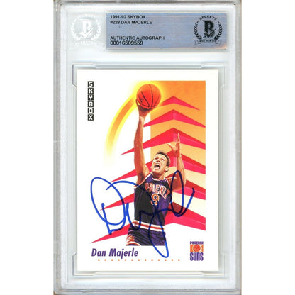 Basketballs- Autographed- Dan Majerle Phoenix Suns Signed 1991-92 Skybox Basketball Card Beckett Authentic Auto Slab Front