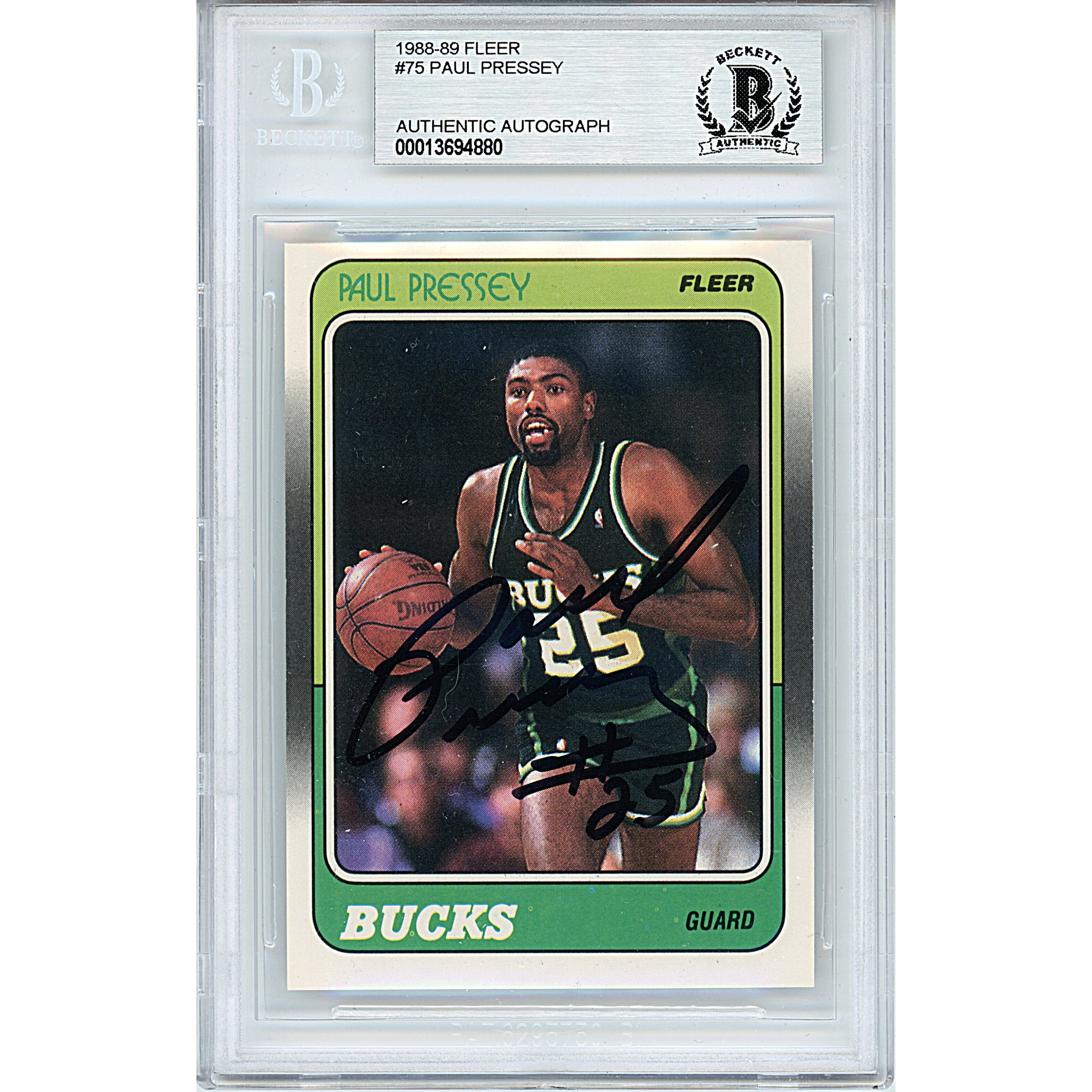 Paul Pressey Signed Milwaukee Bucks Autographed Trading Card Beckett BGS