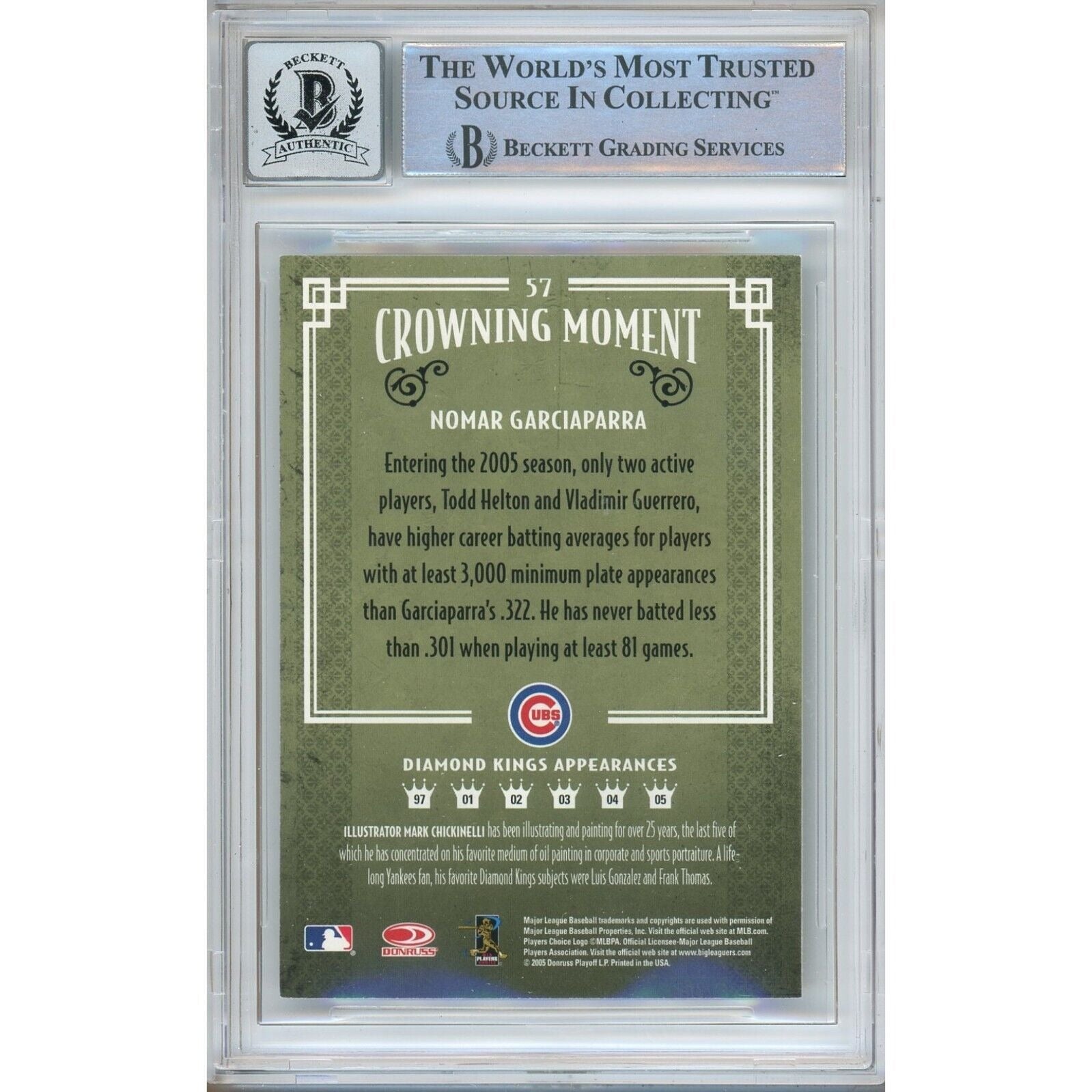 Nomar Garciaparra Chicago Cubs signed trading card – signature close-up – Beckett COA