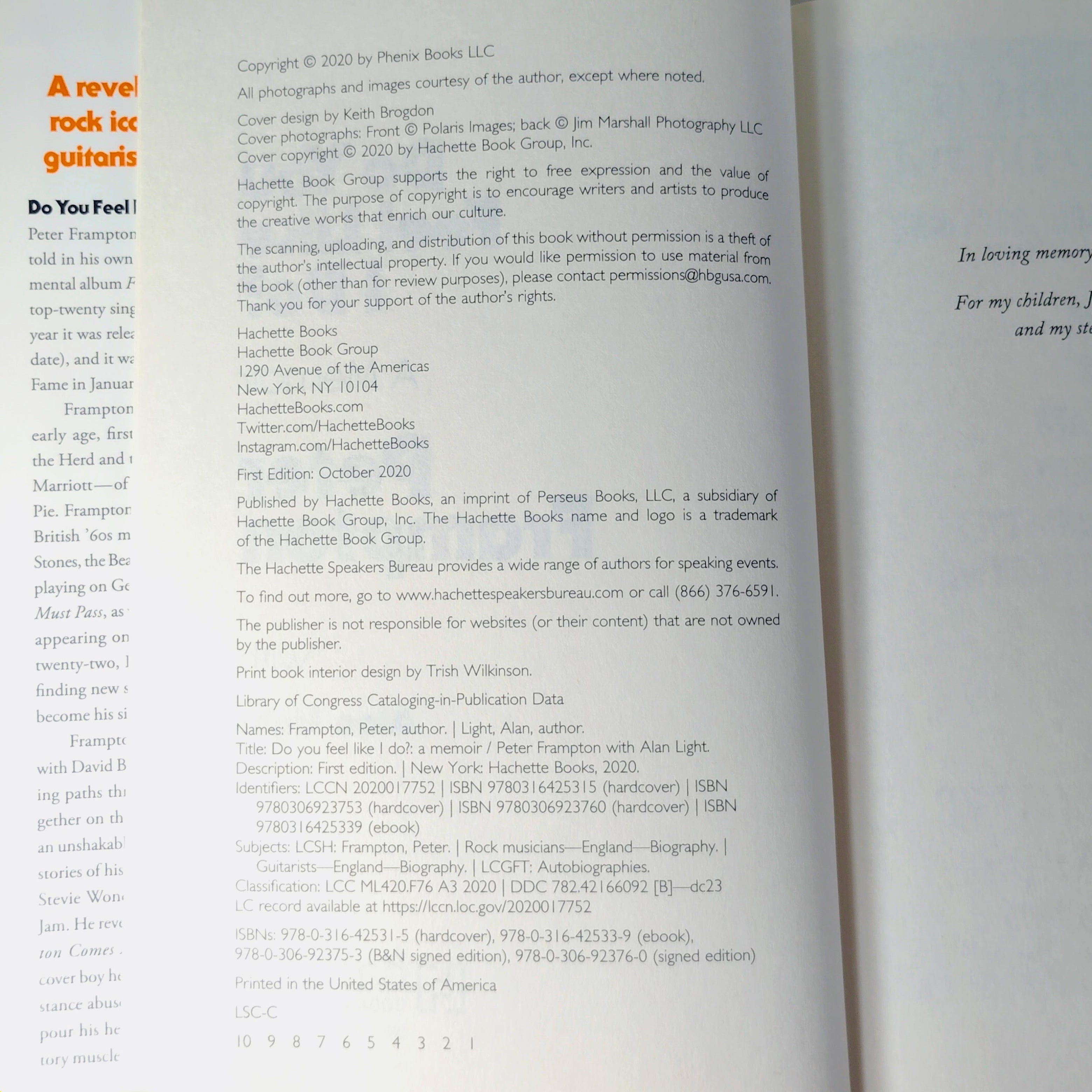 Peter Frampton Autographed Do You Feel Like I Do A Memoir Hardcover Book - Beckett Authentication