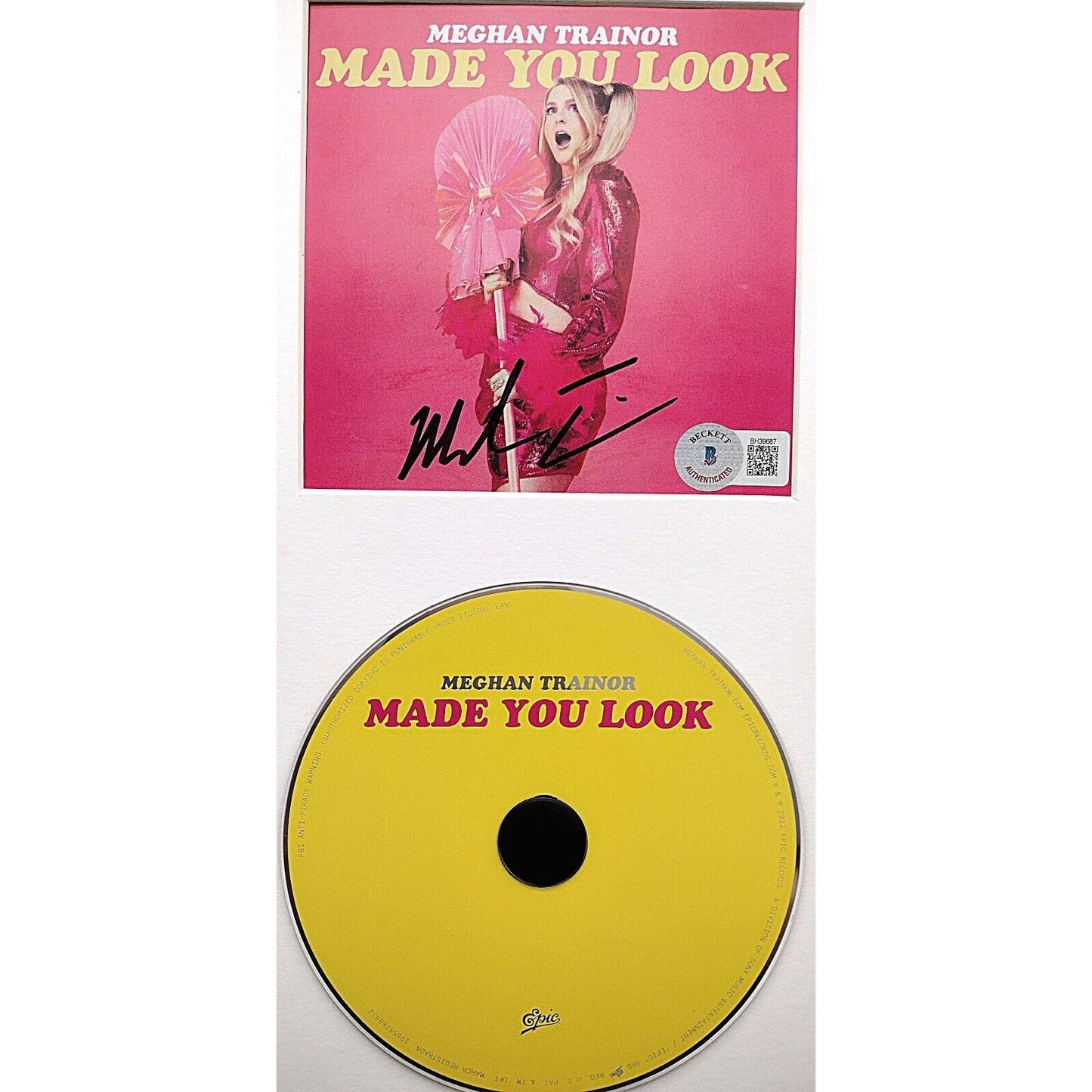 Music- Autographed- Meghan Trainor Signed Made You Look CD Album Cover Framed Beckett Certified Authentic Auto COA Cover and Disc Front