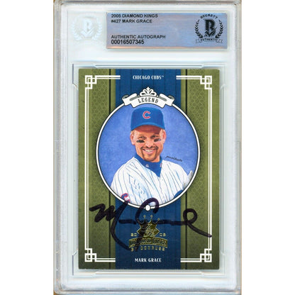 Baseballs- Autographed- Mark Grace Chicago Cubs Signed 2005 Donruss Diamond Kings Baseball Card Beckett Authentic Auto Slab Front