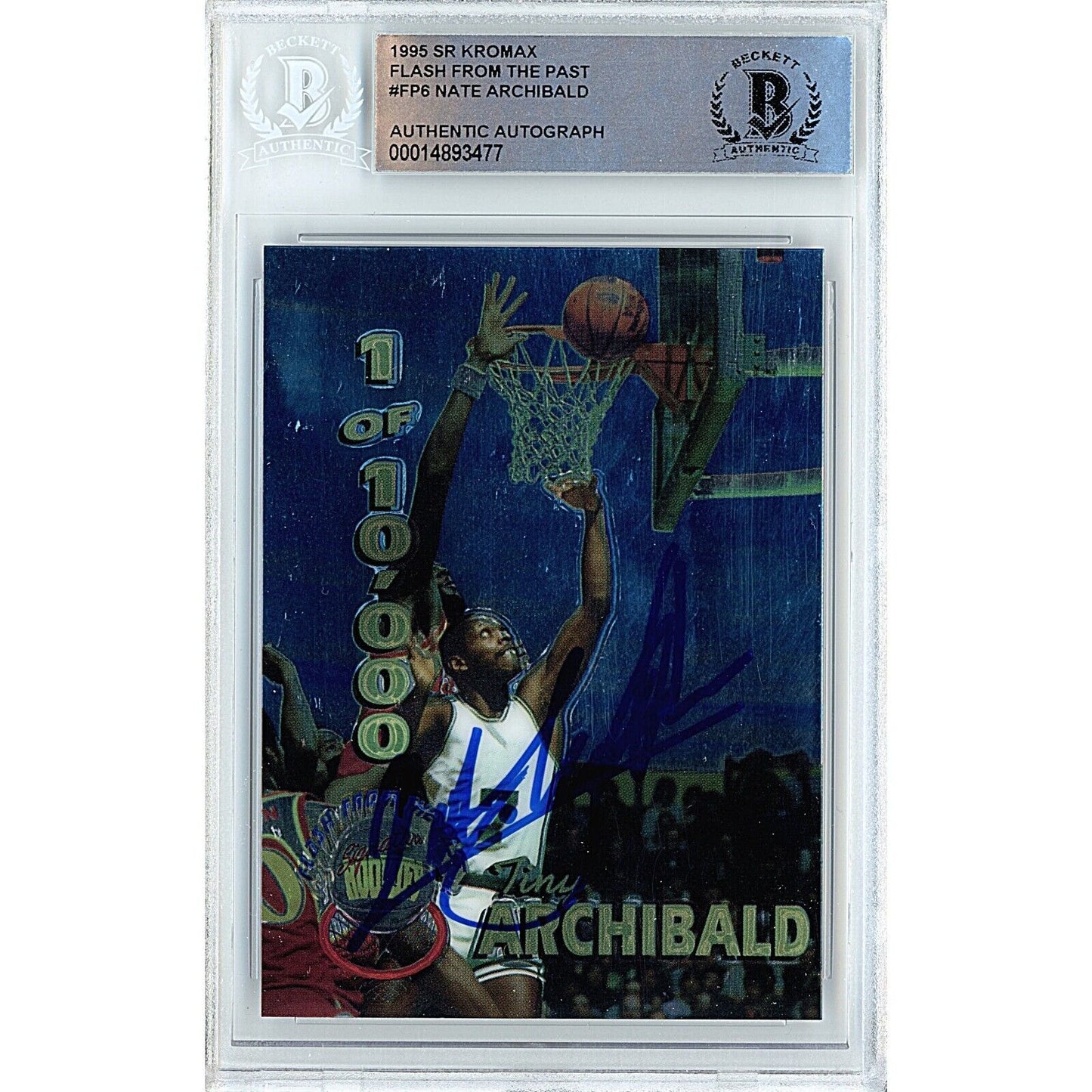 Basketballs- Autographed- Nate Tiny Archibald Sacramento Kings Signed 1995 SP Kromax Flash from the Past Basketball Card Beckett Authentic Auto Slab Front