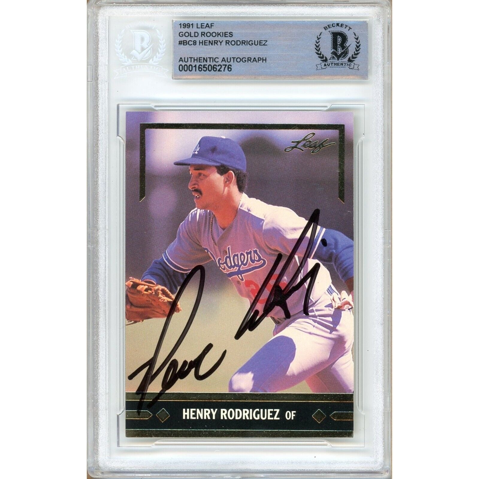 1991 Leaf #BC8 Dodgers Autographed Trading Card – Beckett BAS