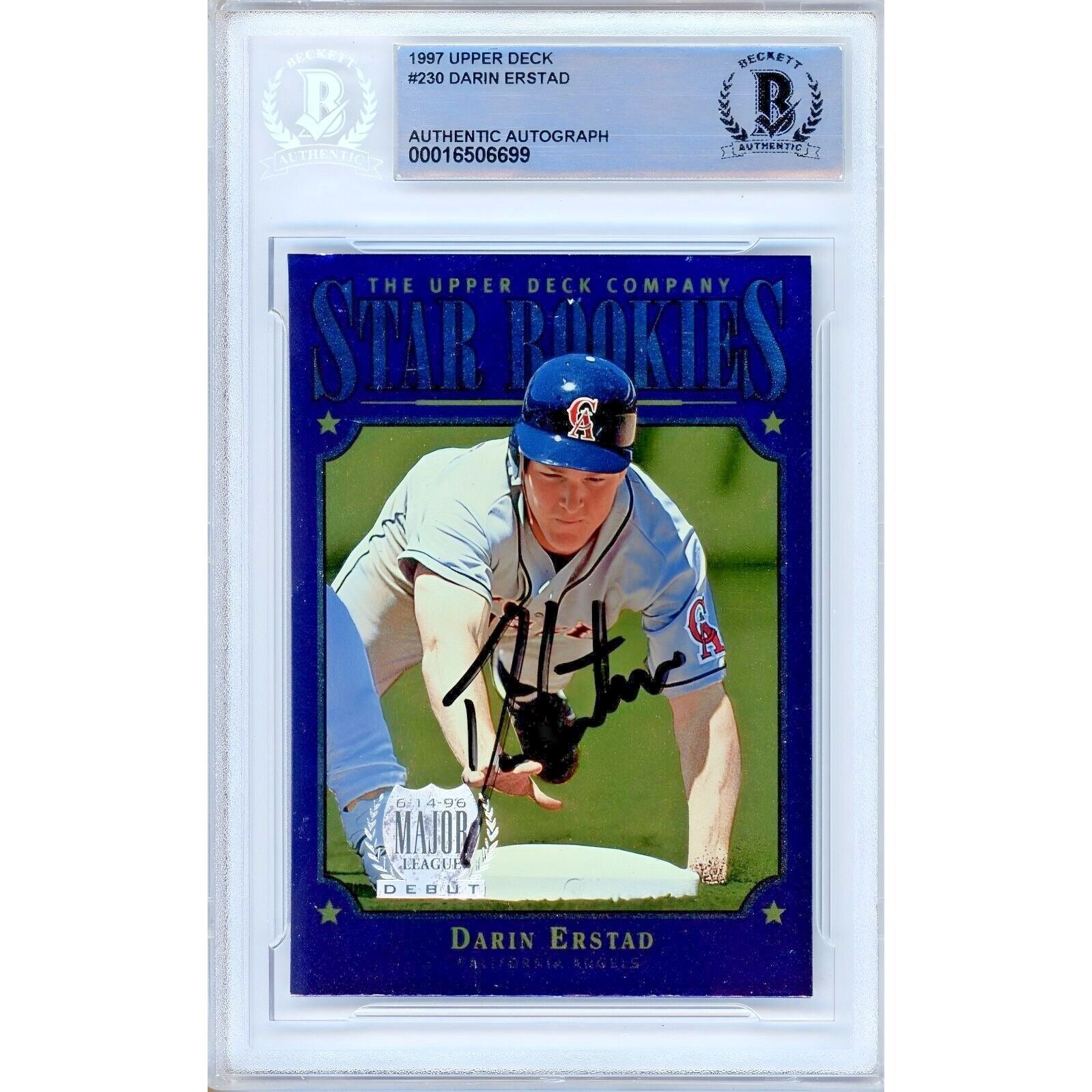 1997 Upper Deck Darin Erstad LA Angels Autographed Trading Card – Beckett BAS