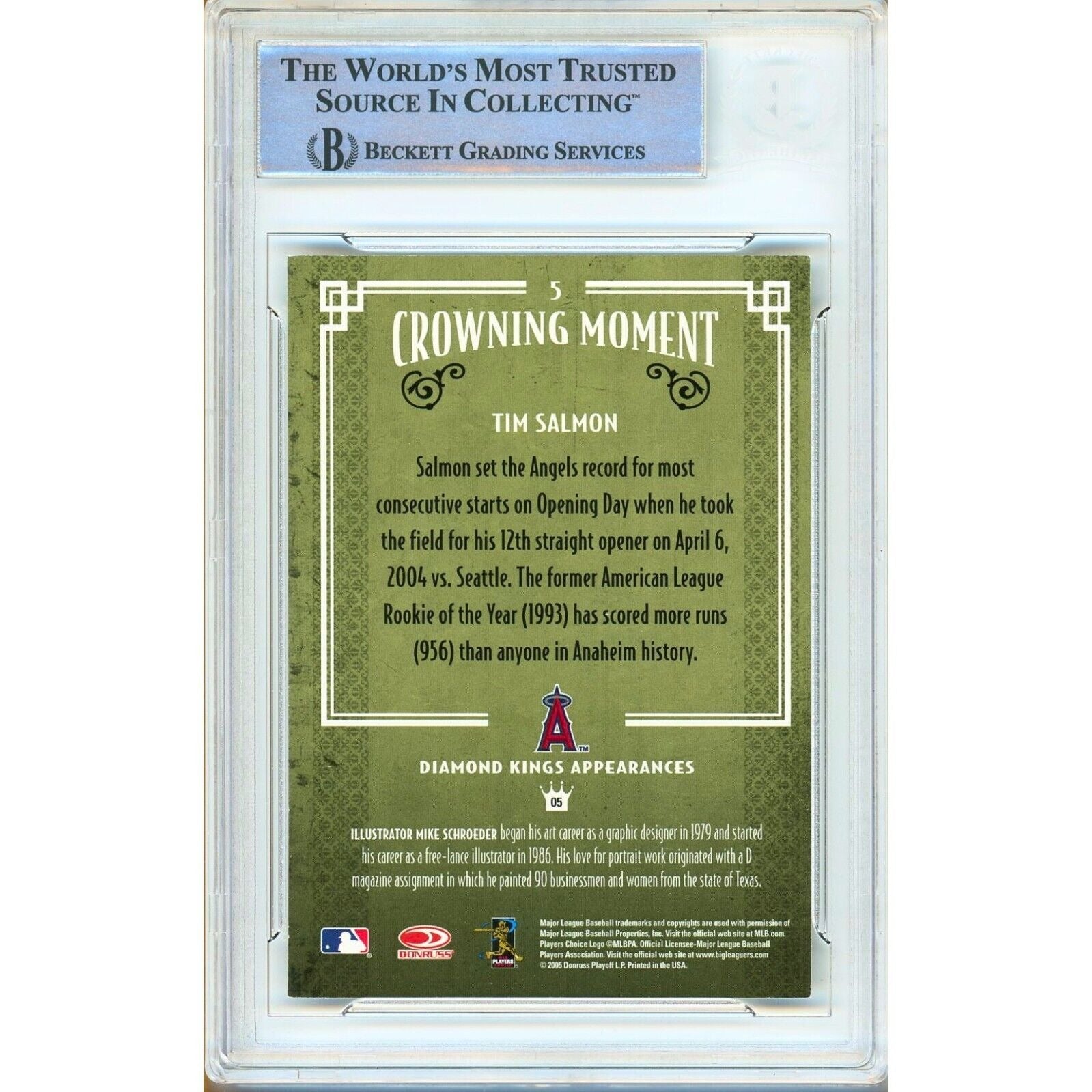 Tim Salmon Anaheim Angels signed trading card – signature close-up – Beckett COA