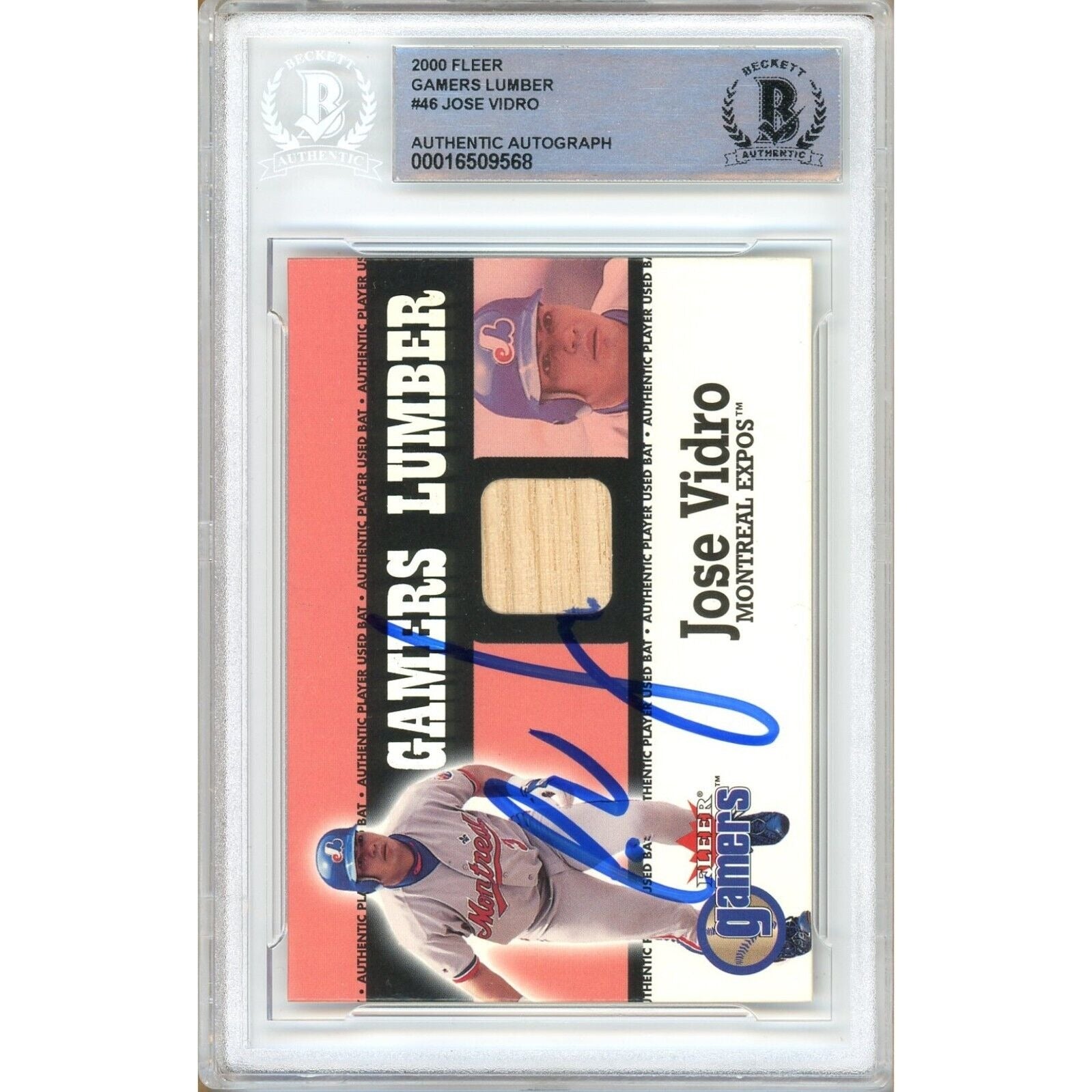 Jose Vidro Montreal Expos signed trading card – signature close-up – Beckett COA