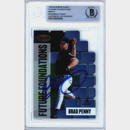 Baseballs- Autographed- Brad Penny Arizona Diamondbacks Signed 1999 Bowmans Best Future Foundations Baseball Card Beckett Authentic Auto Slab Front