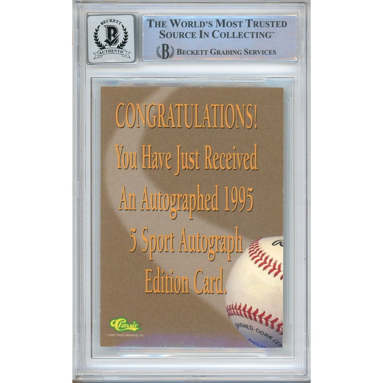 Pokey Reese Boston Red Sox Signed Trading Card Beckett BGS