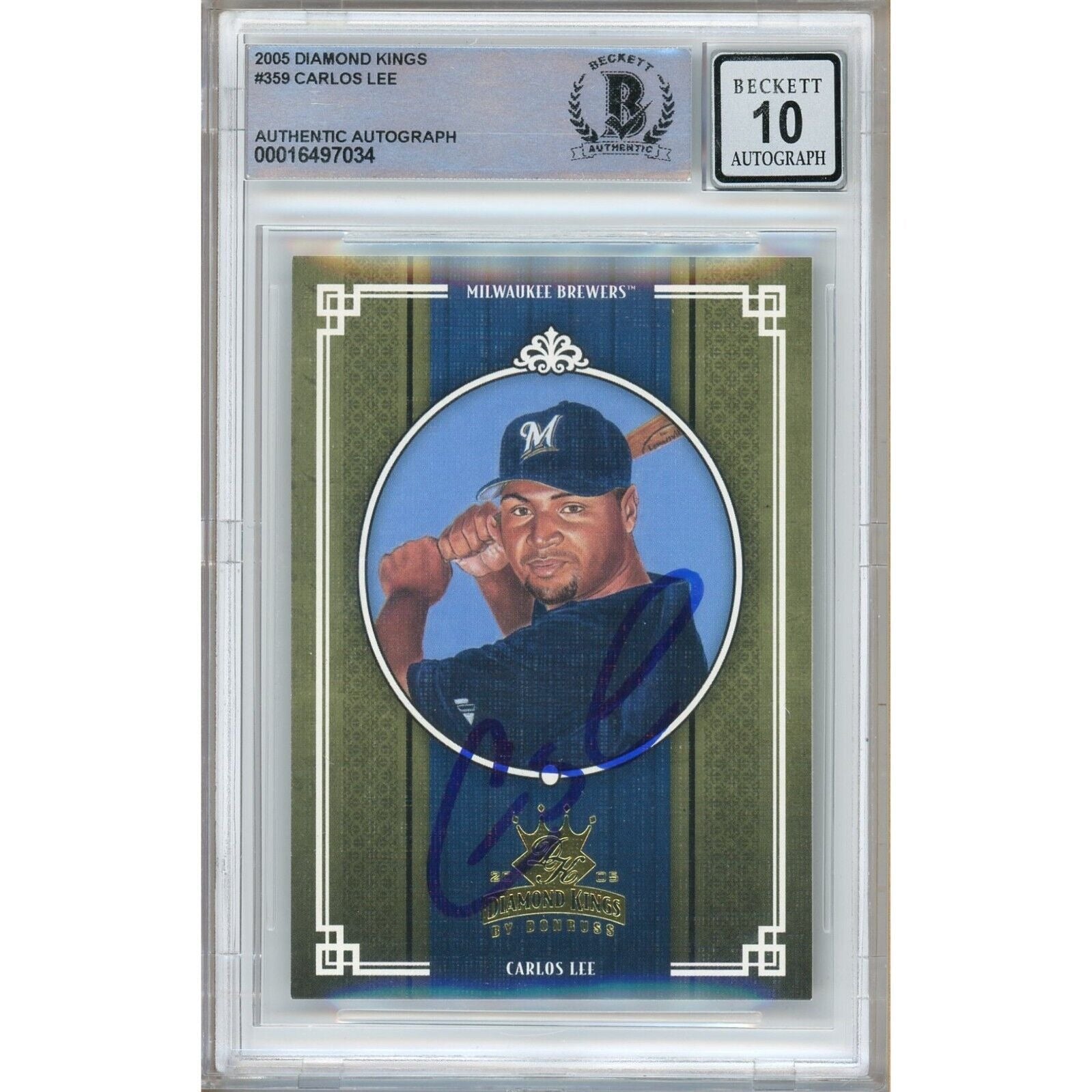 Carlos Lee Donruss Diamond Kings Autographed Trading Card Beckett BGS