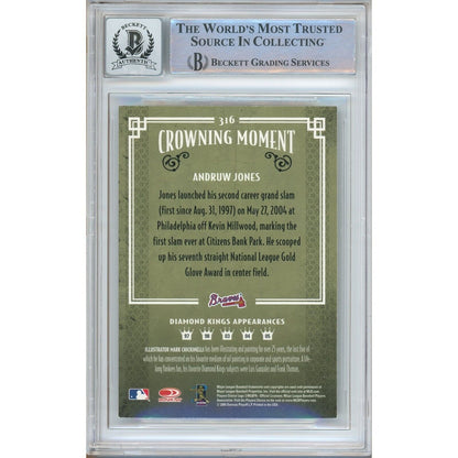 Baseballs- Autographed- Andruw Jones Atlanta Braves Signed 2005 Donruss Diamond Kings Baseball Card Beckett Authentic BGS Auto-10 Graded Slab Back