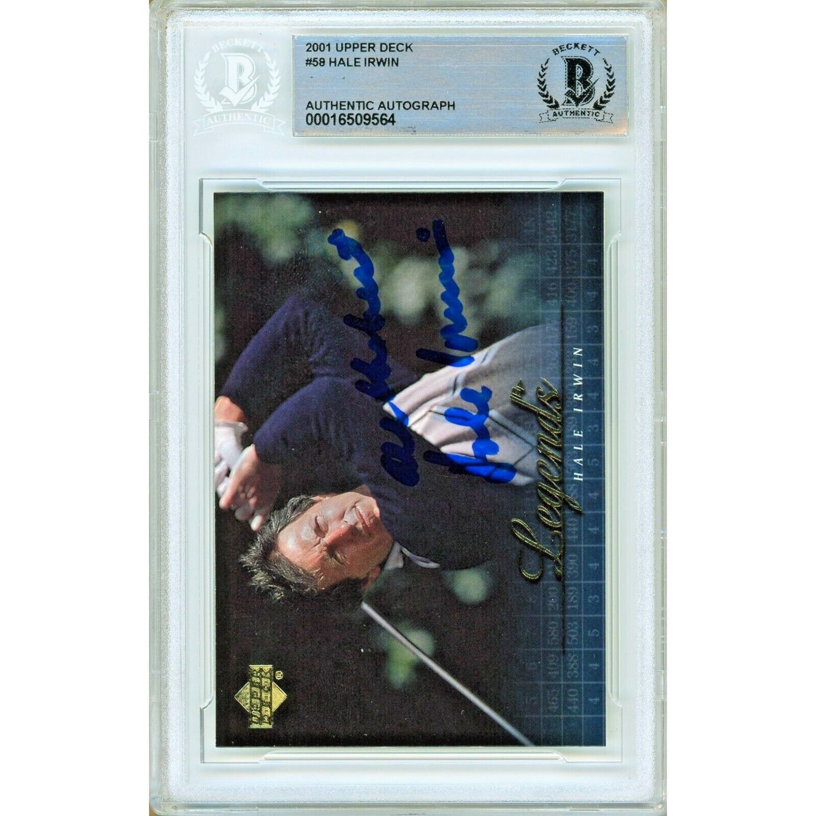 Golf- Autographed- Hale Irwin Signed 2001 Upper Deck PGA Tour Golf Trading Card Beckett Authenticated Auto Slab Front