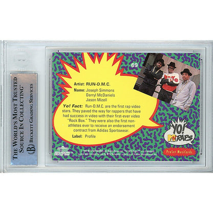 Music- Autographed- Darryl McDaniels Run DMC Signed 1991 Yo MTV Raps Trading Card Beckett Authentic Auto Slab Back