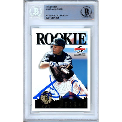 Baseballs- Autographed- Ray Durham Chicago White Sox Signed 1995 Score Summit Rookie Trading Card Beckett Authentic Auto Slab Front