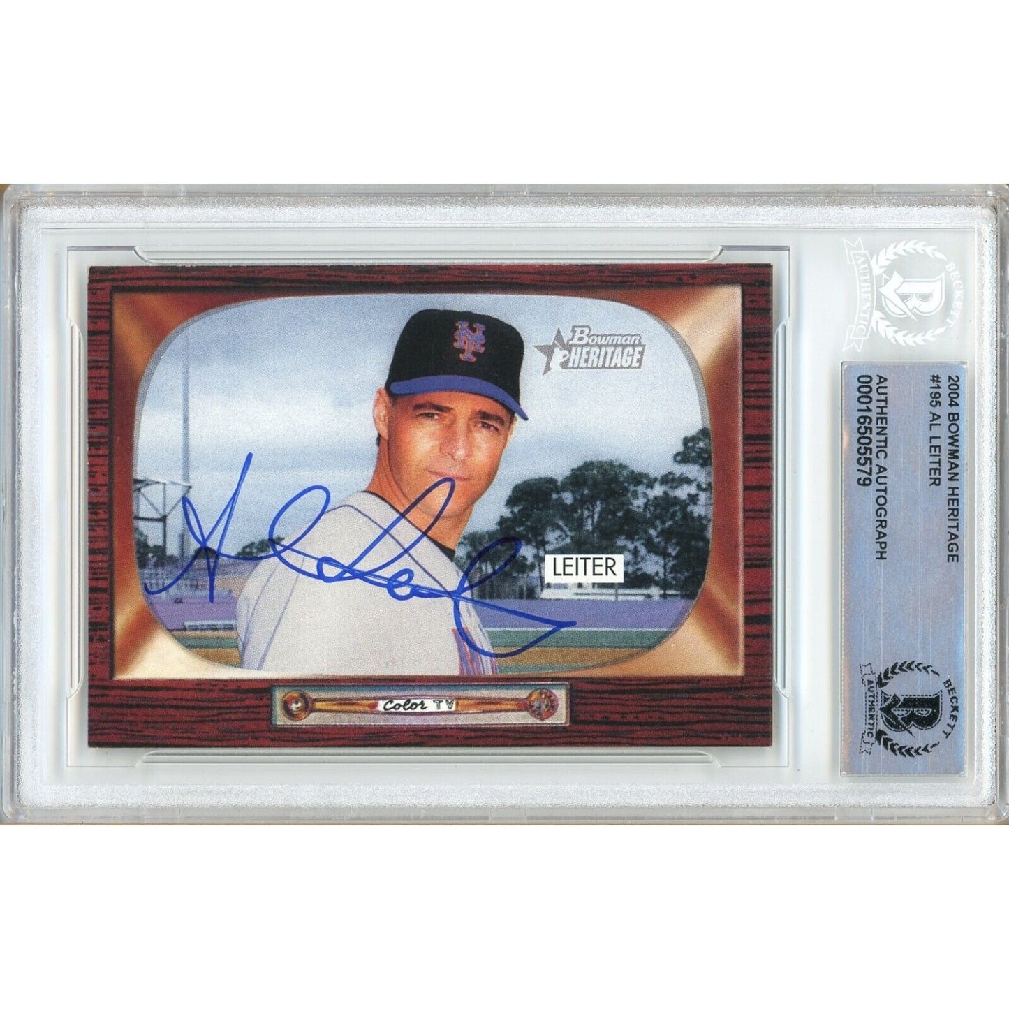 Baseballs- Autographed- Al Leiter New York Mets Signed 2004 Bowman Heritage Baseball Card Beckett Authentic Auto Slab Front