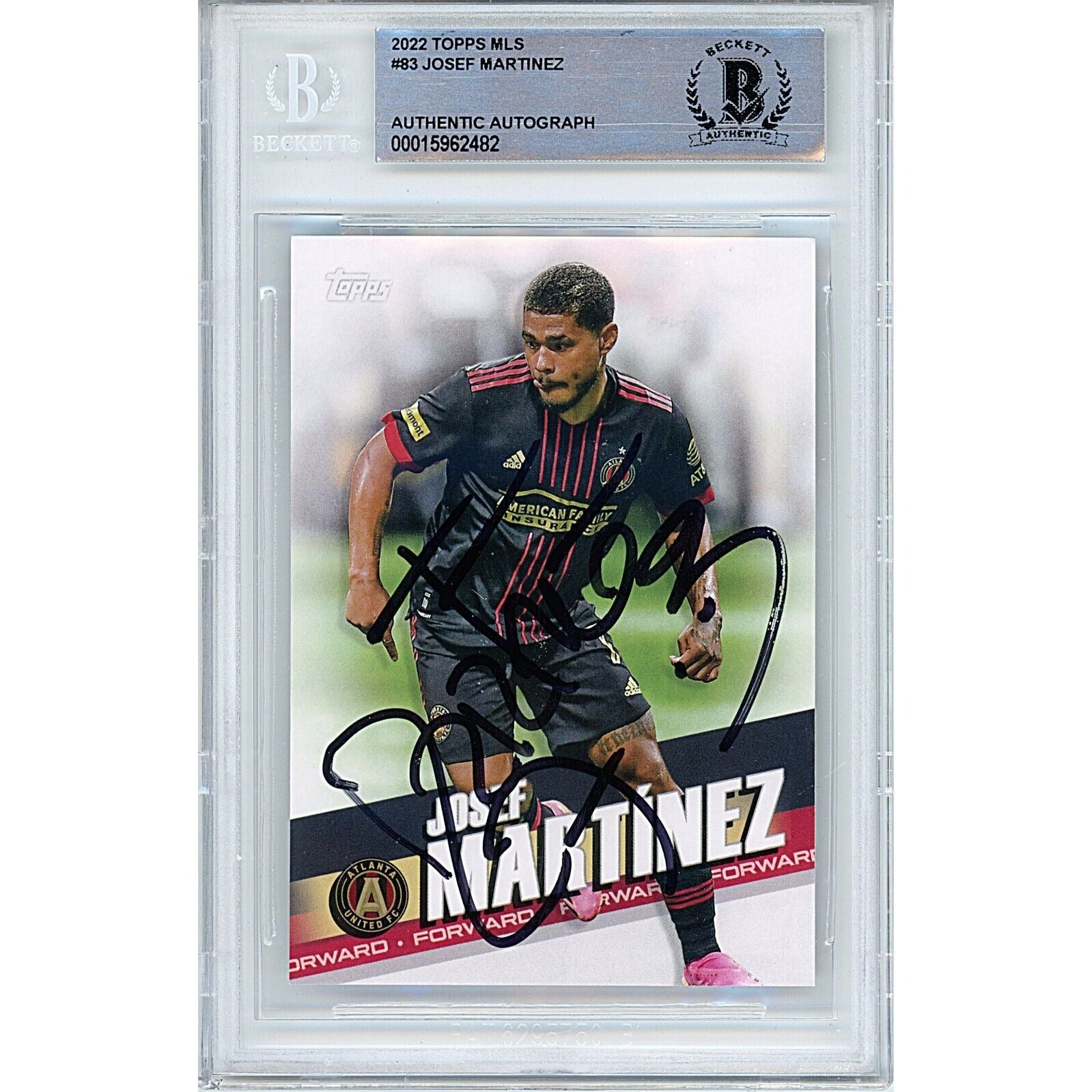 Soccer- Autographed- Josef Martinez Atlanta United FC Signed 2022 Topps MLS Soccer Card Beckett Authentic Auto Slab Front