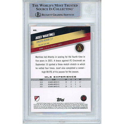 Soccer- Autographed- Josef Martinez Atlanta United FC Signed 2022 Topps MLS Soccer Card Beckett Authentic Auto Slab Back