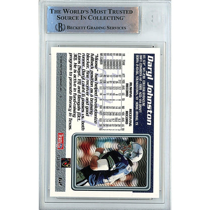 Footballs- Autographed- Daryl Moose Johnston Dallas Cowboys Signed 1995 Topps Football Card Beckett Authenticated Auto Slab Back