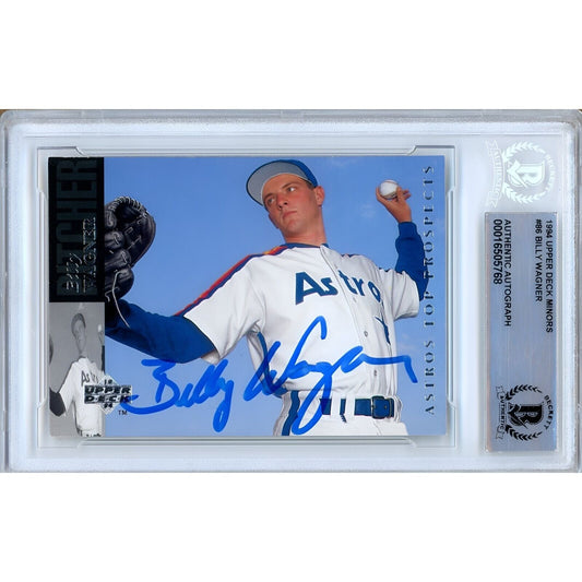 Baseballs- Autographed- Billy Wagner Houston Astros Signed 1994 Upper Deck Minors Baseball Card Beckett Authentic Auto Slab Front