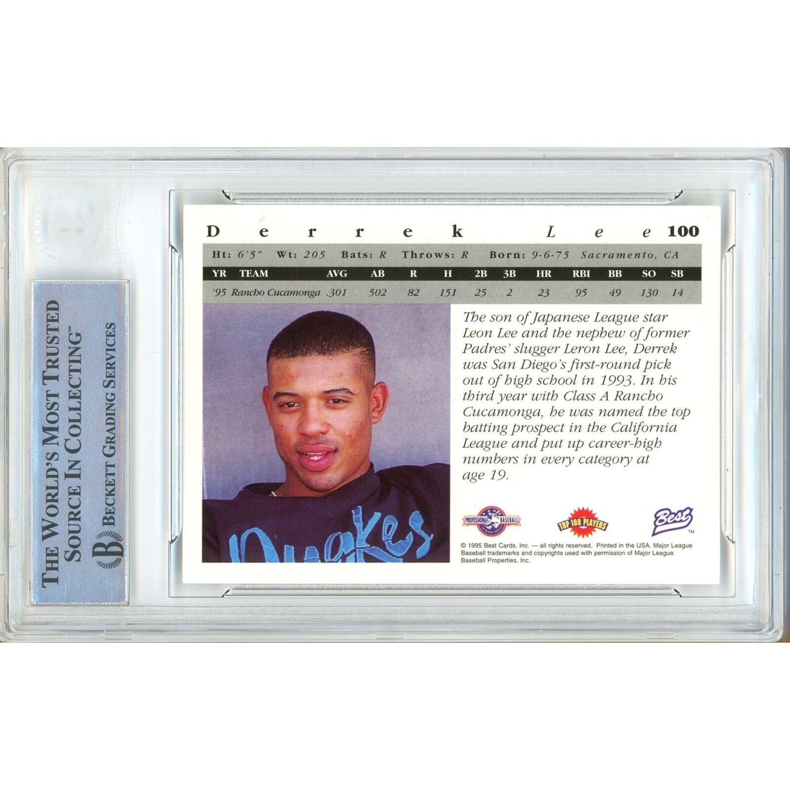 Derrek Lee San Diego Padres signed trading card – signature close-up – Beckett COA