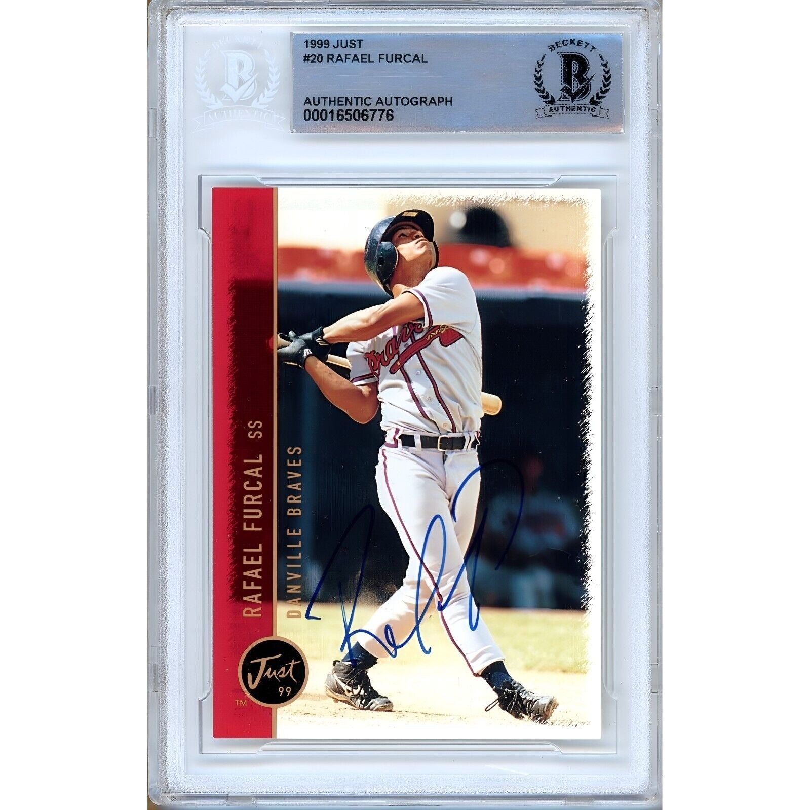 Rafael Furcal Atlanta Braves autographed trading card – full view – Beckett COA