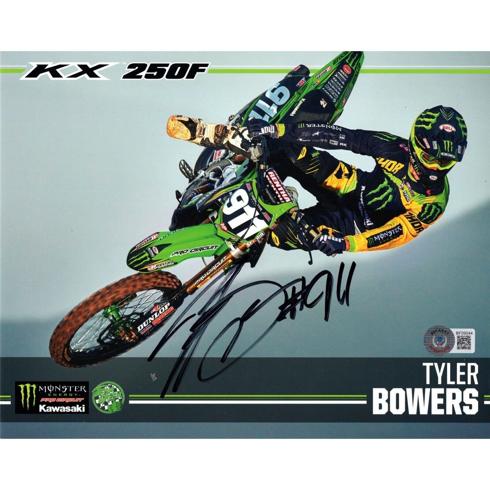 Tyler Bowers Signed Motocross Autographed Photo Beckett BAS