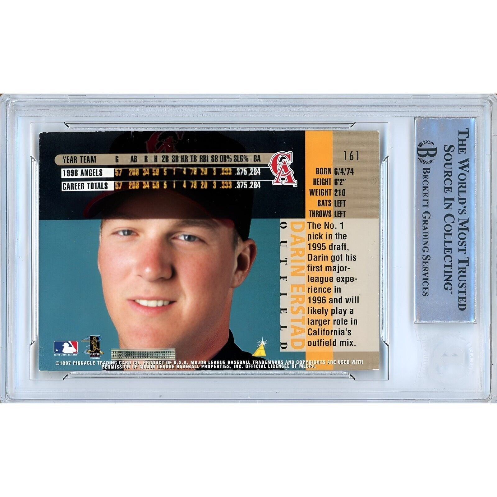 1997 #161 Darin Erstad LA Angels Signed Trading Card – Beckett BAS